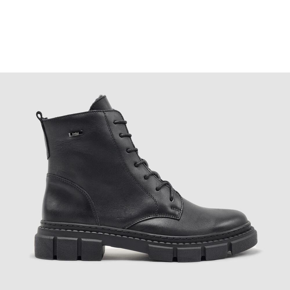 NEW HELIOS women's hebe fur-lined zip-up leather boots in black